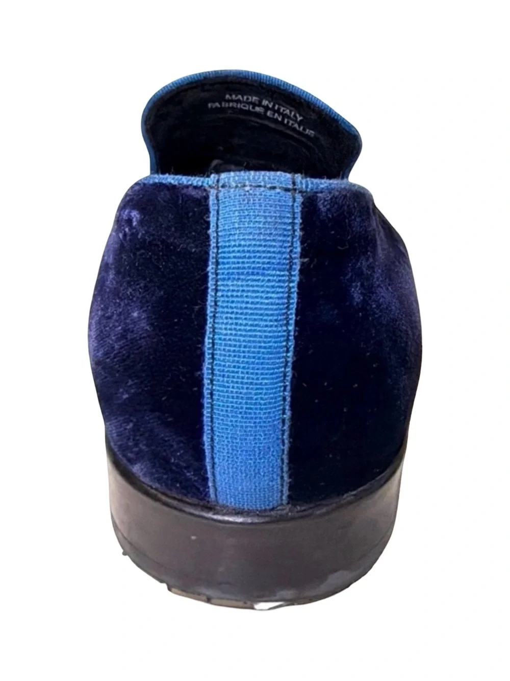 Saks Fifth Avenue Velvet Loafers Made in Italy Navy Blue Size 10M Luxury Slip-On